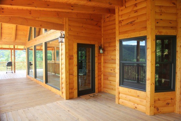 Deck at Four Seasons Grand, a 5 bedroom cabin rental located in Pigeon Forge