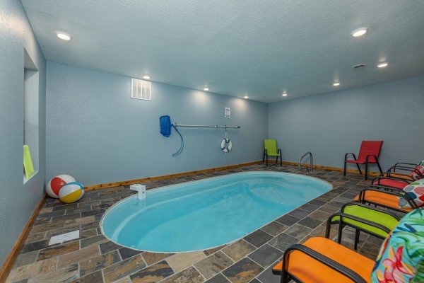 Indoor pool at Pool & a View, a 2 bedroom cabin rental located in Gatlinburg