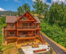 Back exterior view at Twin Peaks, a 5 bedroom cabin rental located in Gatlinburg