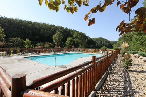Pool for guests at Bears Don't Bluff, a 3 bedroom cabin rental located in Pigeon Forge