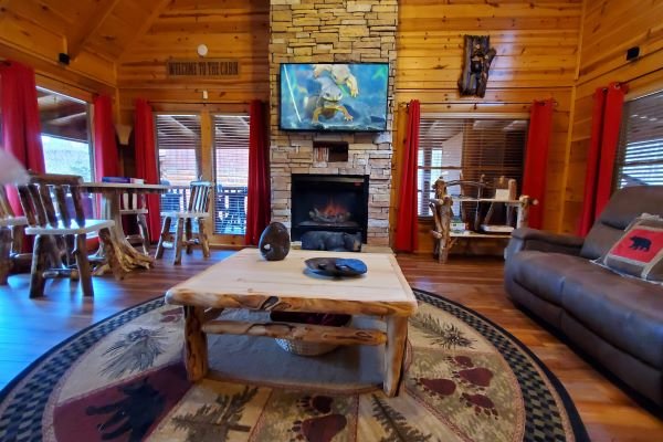 Flat screen TV at Bears Don't Bluff, a 3 bedroom cabin rental located in Pigeon Forge
