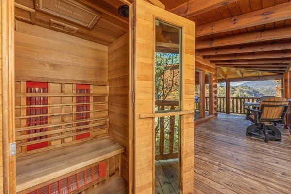 Sauna at Bears Don't Bluff, a 3 bedroom cabin rental located in Pigeon Forge