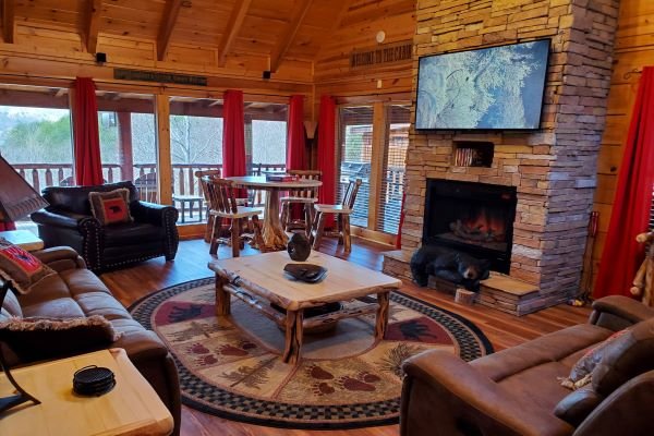 Bay window view  at Bears Don't Bluff, a 3 bedroom cabin rental located in Pigeon Forge