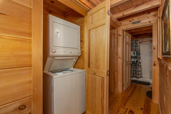 Washer and dryer at Wilderness Adventure, a 2 bedroom cabin rental in Pigeon Forge