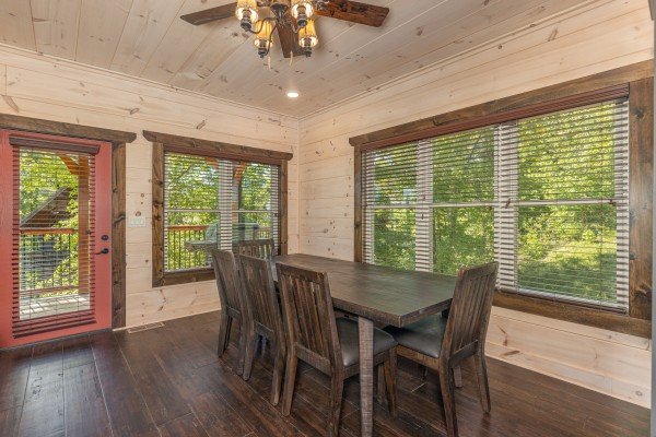 Dining table at Smoky Mountain Chalet, a 3 bedroom cabin rental located in Pigeon Forge