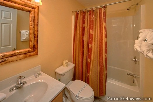 Bathroom at Quality Time, a 1 bedroom cabin rental located in Gatlinburg