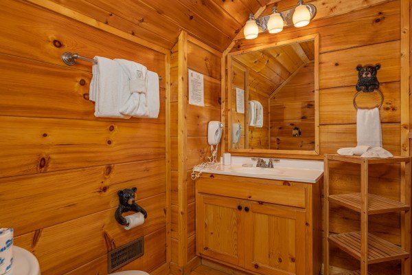 Bathroom vanity at La Kiara a 3 bedroom cabin rental located in Pigeon Forge