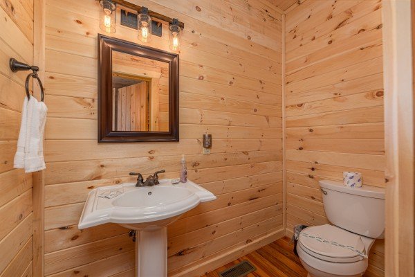 Half bath at Sky View, A 4 bedroom cabin rental in Pigeon Forge