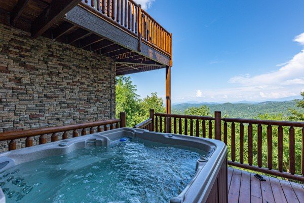 Hot tub view at Sky View, A 4 bedroom cabin rental in Pigeon Forge