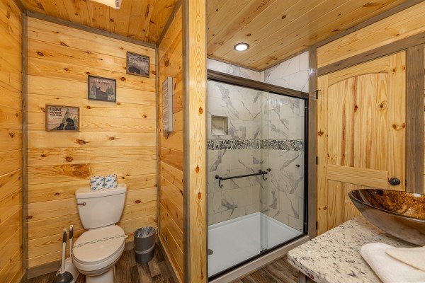 Bathroom with a walk in shower at Everly's Splash, a 4 bedroom cabin rental located in Pigeon Forge