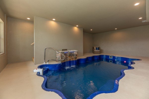 Indoor pool at Sawmill Springs, a 3 bedroom rental cabin in Pigeon Forge