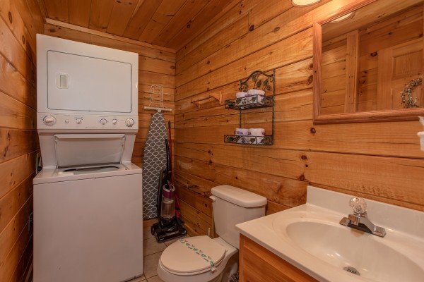Bathroom with laundry facilities at Bearly Mine, a 1 bedroom Pigeon Forge cabin rental