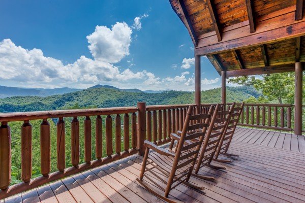 Rocking chairs and views at Endless View, a 4 bedroom cabin rental located in Pigeon Forge