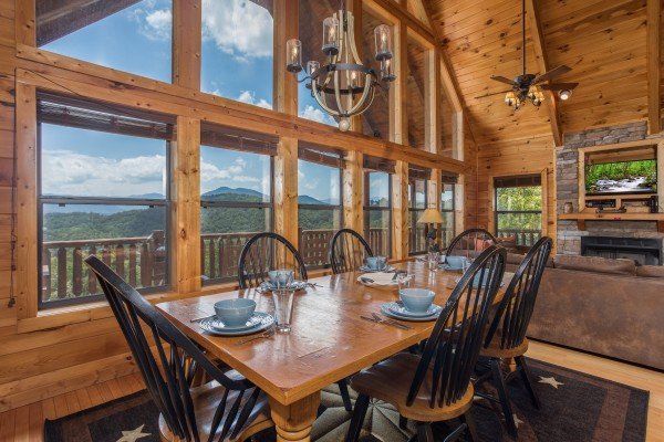 Dining table for six at Endless View, a 4 bedroom cabin rental located in Pigeon Forge