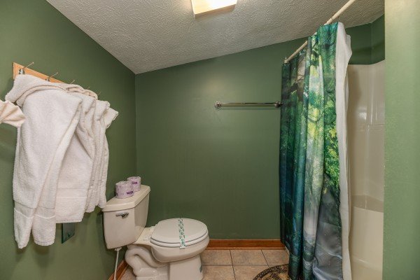 Bathroom with a tub and shower at Cabin by the Creekside, a 4 bedroom cabin rental located in Pigeon Forge