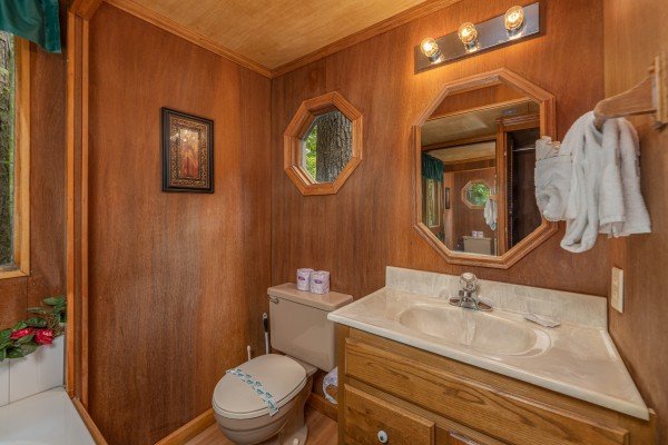 Bathroom at Heavenly Hideaway, a 2-bedroom cabin rental located in Gatlinburg