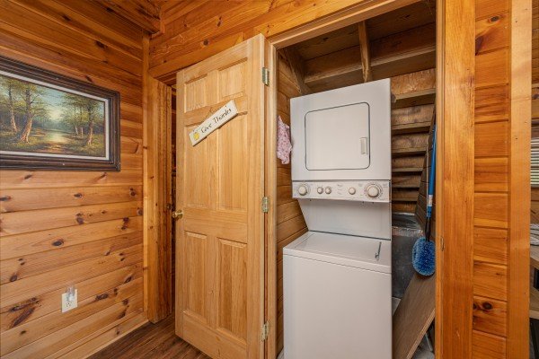 Stacked washer and dryer at Lakeview Point, a 2 bedroom cabin rental located in Douglas Lake