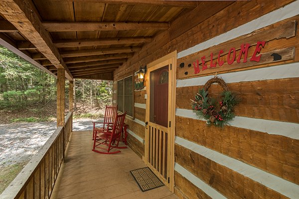 Front porch at Little Bear, a 1 bedroom cabin rental located in Pigeon Forge