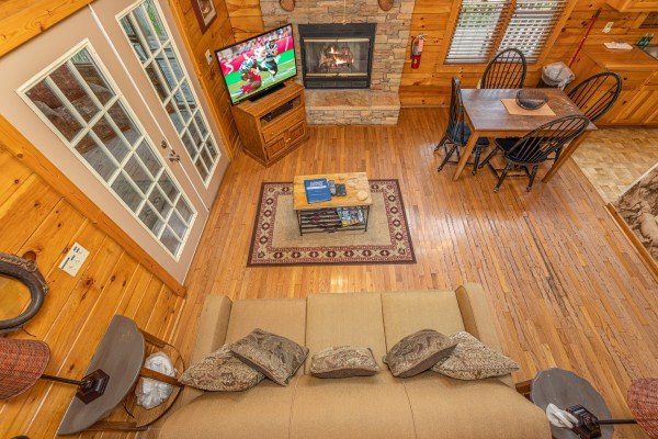 Loft view at Hooked on Cowboys Lodge, a 2 bedroom cabin rental located in Pigeon Forge
