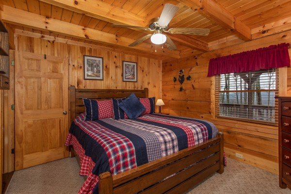 King bedroom on the main floor at Bearfoot Adventure, a Gatlinburg Cabin rental