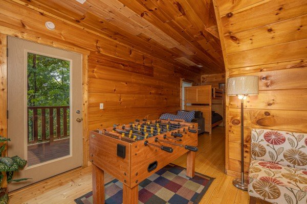 Foosball table at Tip Top View, a 3 bedroom cabin rental located in Pigeon Forge
