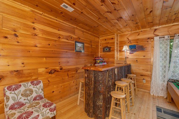 High top table and barstools at Tip Top View, a 3 bedroom cabin rental located in Pigeon Forge