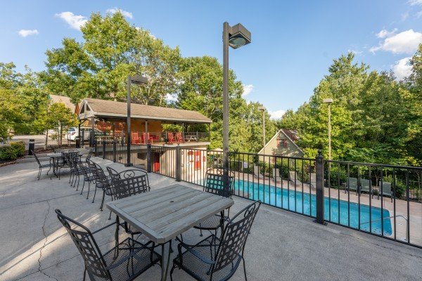 Pool for guests at Ain't Misbehaven, a 1 bedroom cabin rental located in Pigeon Forge