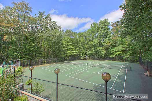 Tennis court access for guests at Splash Mountain Lodge a 4 bedroom cabin rental located in Gatlinburg