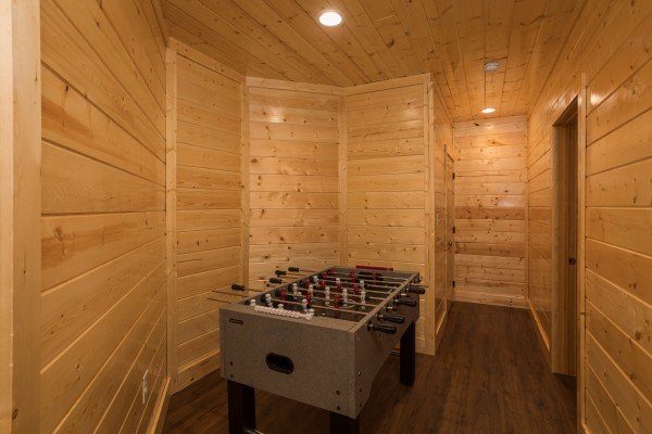 Foosball table at Splash Mountain Lodge a 4 bedroom cabin rental located in Gatlinburg