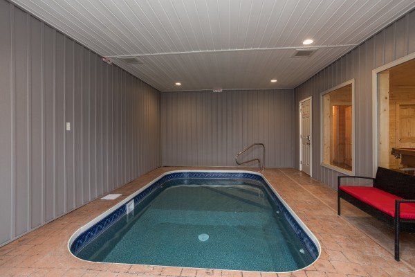 Indoor pool at Splash Mountain Lodge a 4 bedroom cabin rental located in Gatlinburg