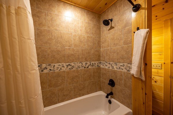 Shower at Creekside Dream, a 1 bedroom cabin rental located in Gatlinburg
