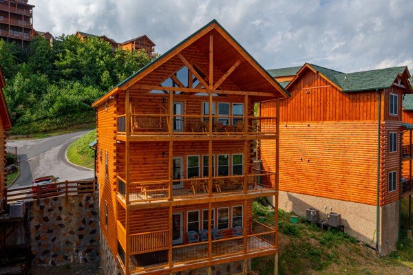 Back cabin view at The One With The View, a 4 bedroom cabin rental located in Pigeon Forge