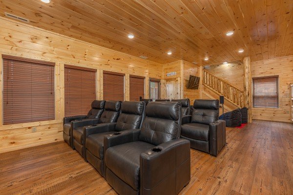 Theater seating at The One With The View, a 4 bedroom cabin rental located in Pigeon Forge
