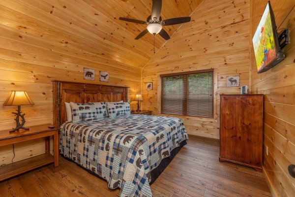 Upstairs bedroom at The One With The View, a 4 bedroom cabin rental located in Pigeon Forge