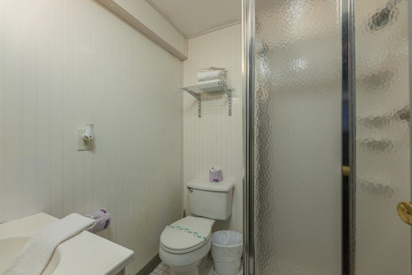 Bathroom with a shower at Terrace Garden Manor, a 13 bedroom cabin rental located in Gatlinburg