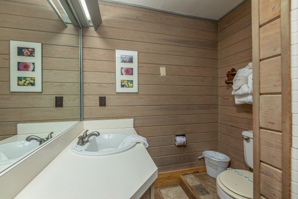 Bathroom at Terrace Garden Manor, a 13 bedroom cabin rental located in Gatlinburg