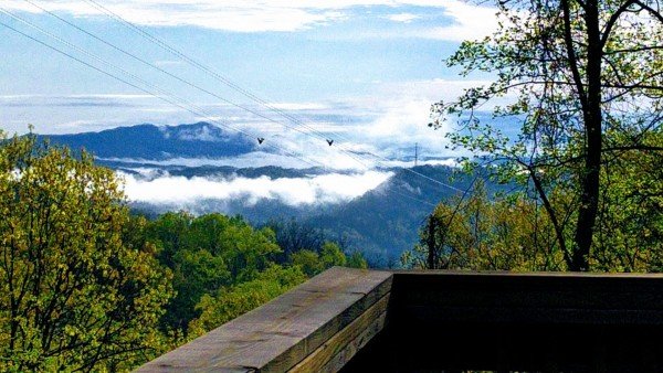 Smoky Mountains and aerial tramway views at Soaring Heights, a 3 bedroom cabin rental located in Gatlinburg