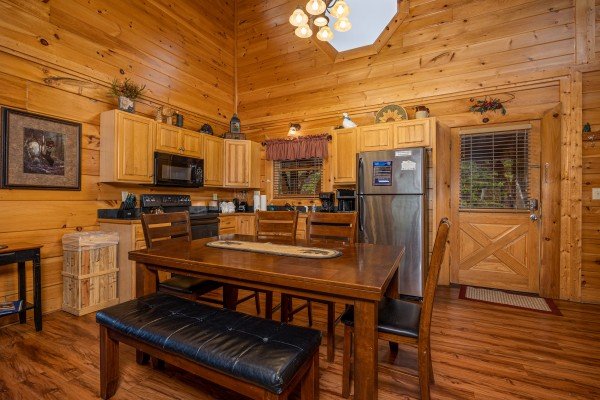 Dining area at Bearfoot Memories, a 2-bedroom cabin rental located in Pigeon Forge