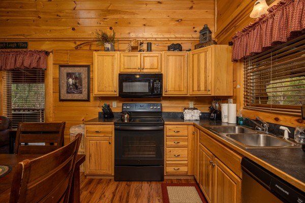 Kitchen appliances at Bearfoot Memories, a 2-bedroom cabin rental located in Pigeon Forge