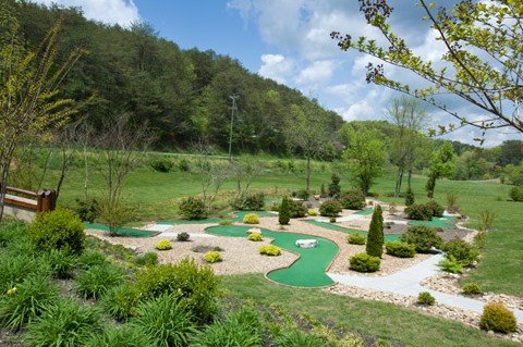 Resort putt-putt course at Bearfoot Memories, a 2-bedroom cabin rental located in Pigeon Forge
