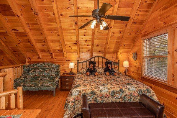 Bedroom in the loft at Granny D's, a 2 bedroom cabin rental located in Pigeon Forge