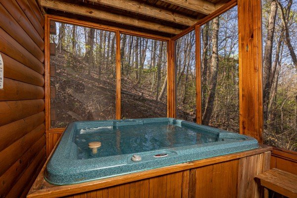 Hot tub at Bearway to Heaven, a 2 bedroom cabin rental located in Gatlinburg
