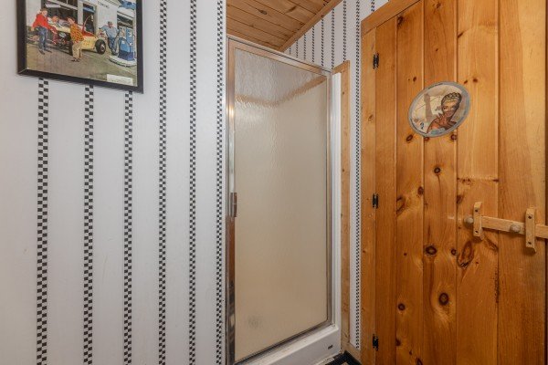 Shower at Rock Around the Clock, a 1 bedroom cabin rental located in Pigeon Forge