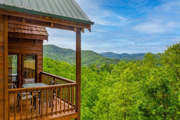Deck and view at Auburn Sky, a 4 bedroom cabin rental located in Pigeon Forge