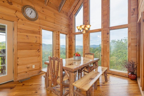 Dining room with mountain views at Auburn Sky, a 4 bedroom cabin rental located in Pigeon Forge