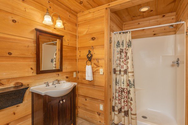 Bathroom with a shower at Auburn Sky, a 4 bedroom cabin rental located in Pigeon Forge