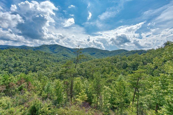 Mountain views from at Four Seasons Lodge, a 3-bedroom cabin rental located in Pigeon Forge