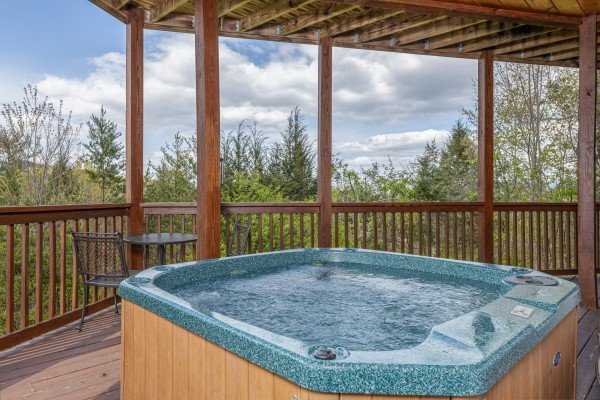 Hot tub at Mountain Laurel Lodge, a 4 bedroom cabin rental located in Pigeon Forge