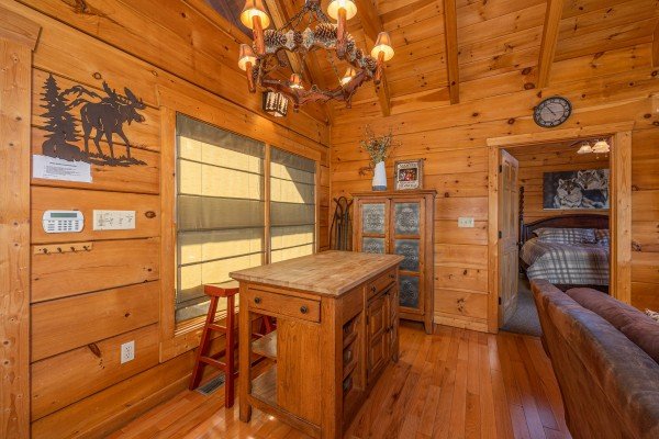 Living room table at Mountain Laurel Lodge, a 4 bedroom cabin rental located in Pigeon Forge